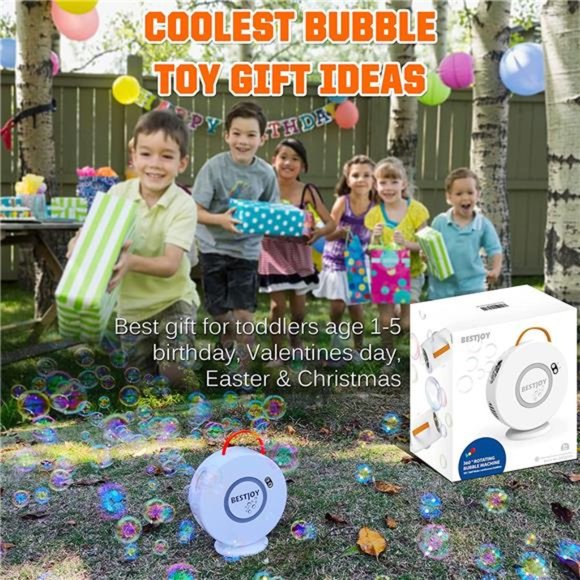 Bubble Machine for Toddlers - Rechargeable Bubble Blower Rotated 90°/360° - Picture 6 of 6